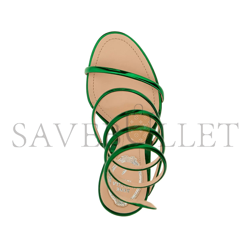 RENÉ CAOVILLA CLEO METALLIC GREEN SANDAL 105 C12351